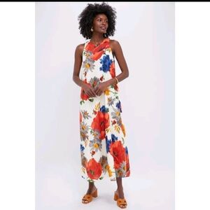 Tuckernuck Crimson Poppy Cotton Linen Portia Dress. 